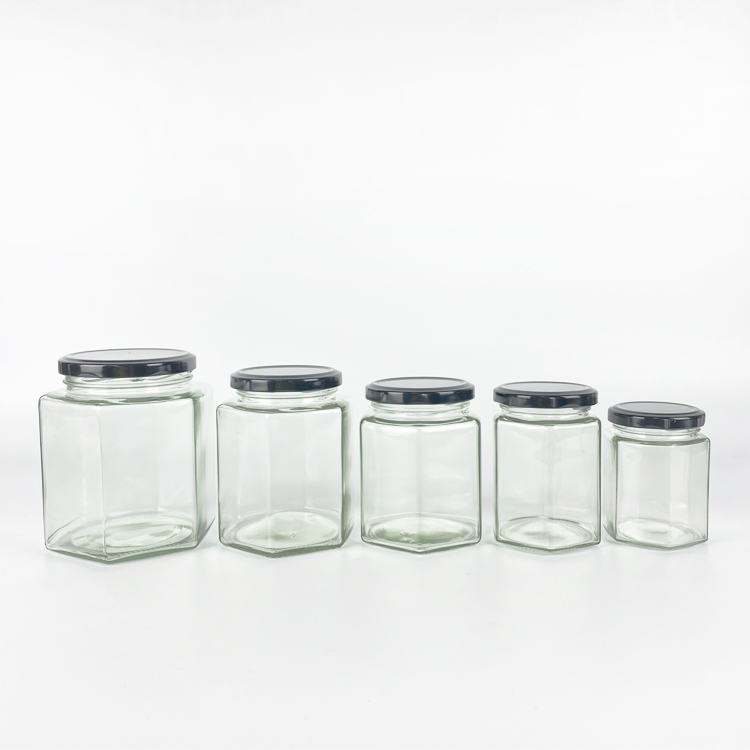 hexagonal jars with lids