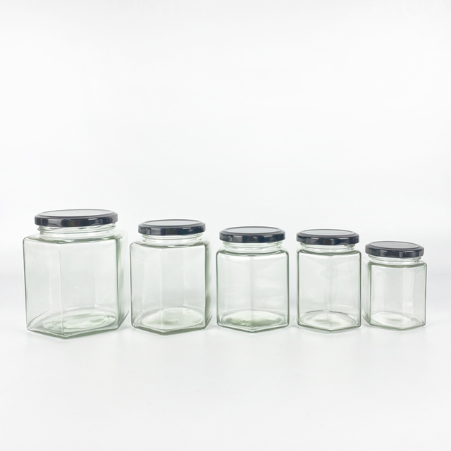 Hexagonal Jars with Lids