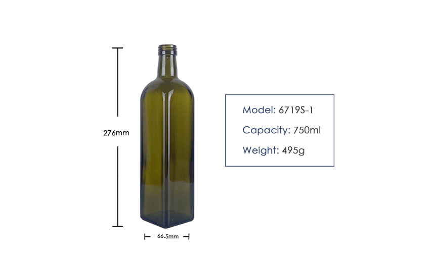 750ml Square Olive Oil Glass Bottle 6719S-1-Products size