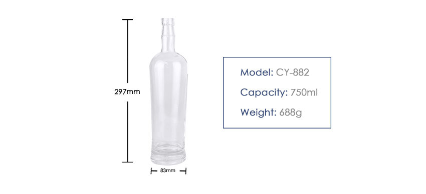 750ml Liquor Glass Bottle CY-882-Product size