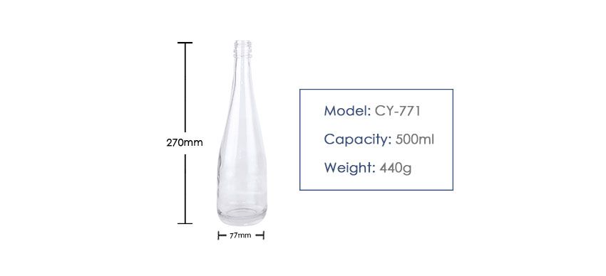 500ml Liquor Glass Bottle CY-771-Product size