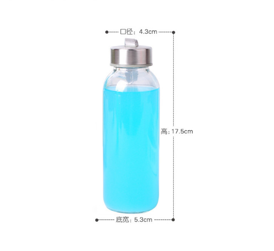 Glass Sports Water Bottle with Straw