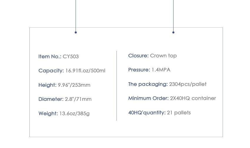 500ml Crown Cap Beer Glass Bottle CY-503 - Product parameter