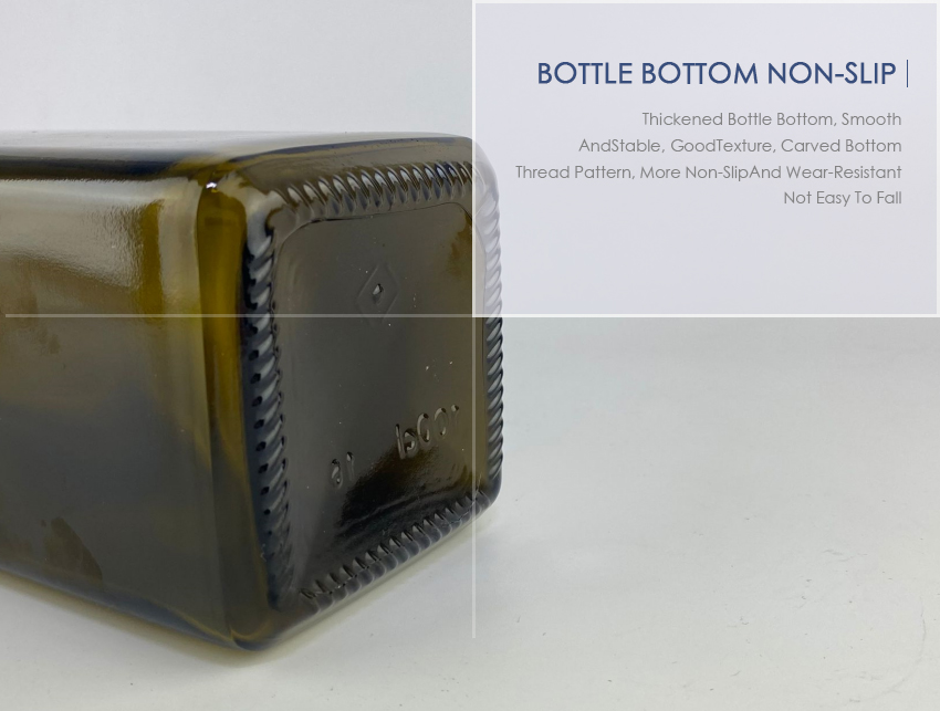 1000ML Square Olive Oil Glass Bottle 6818S-2-Bottle Bottom Non-Slip