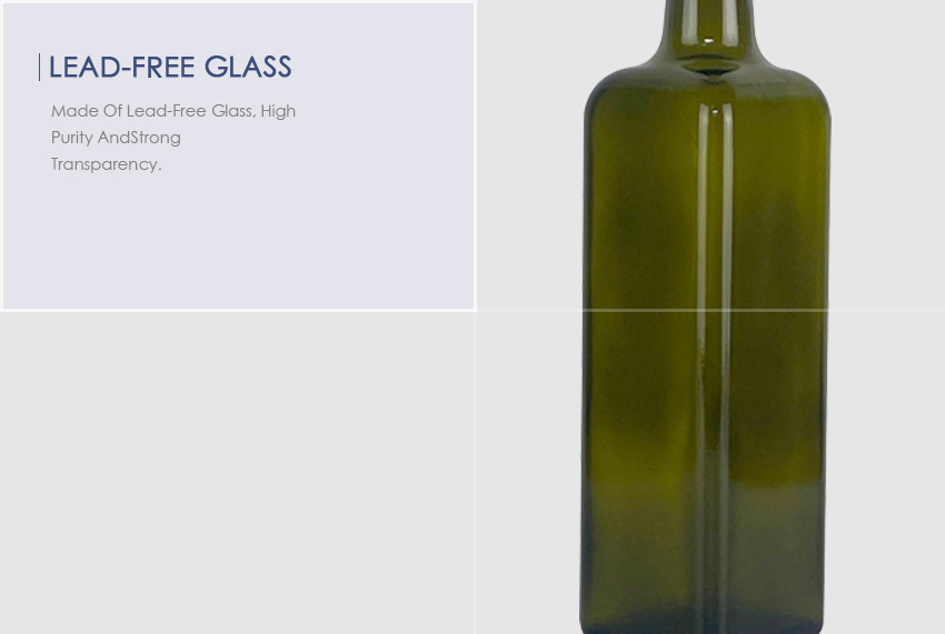750ml Square Olive Oil Glass Bottle 6719S-3-Lead-Free Glass
