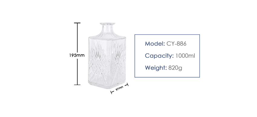 1000ml Liquor Glass Bottle CY-886-Product size