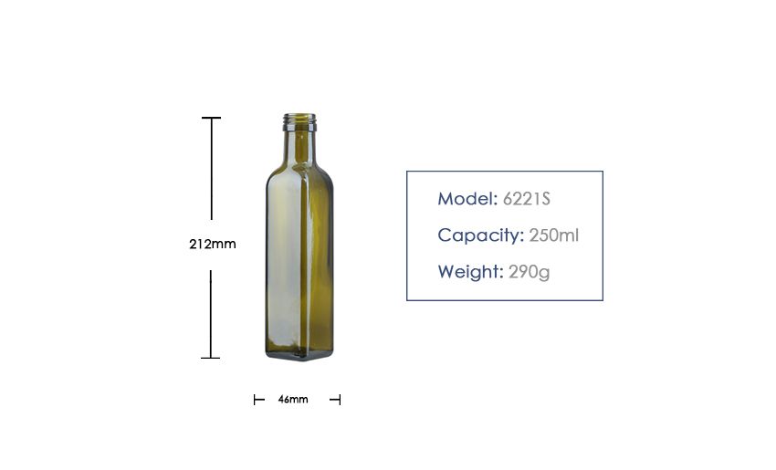 6221s Square Olive Oil Glass Bottle 250ML-Product Parameter-1