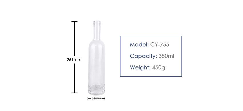 380ml Liquor Glass Bottle CY-755-Product size