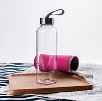 Reusable Clear Wide Mouth Glass Water Bottle
