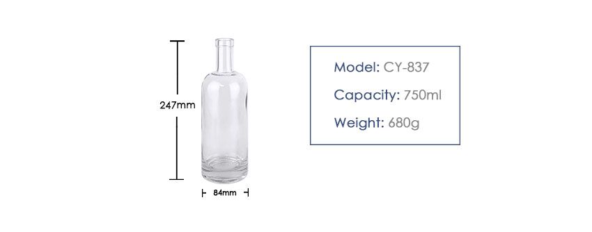 750ml Liquor Glass Bottle CY-837-Product Size