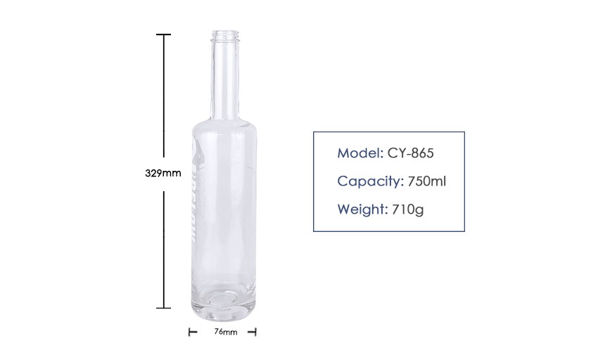 750ml Liquor Glass Bottle CY-865 - Product Size