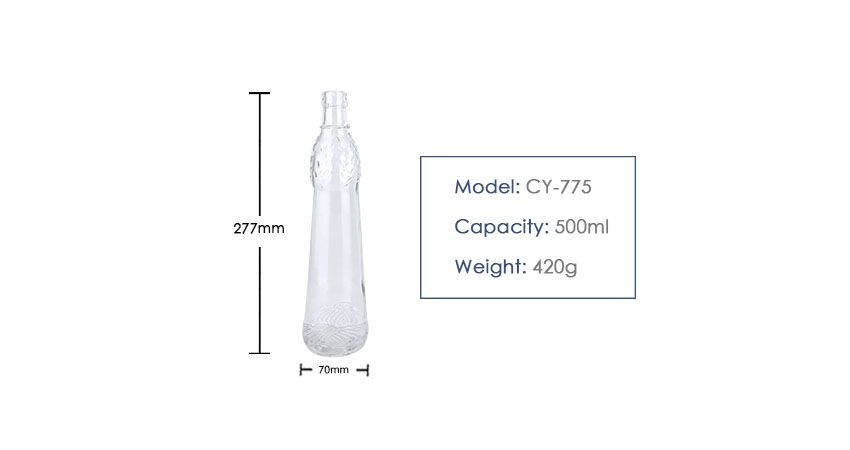 500ml Liquor Glass Bottle CY-775-Product size