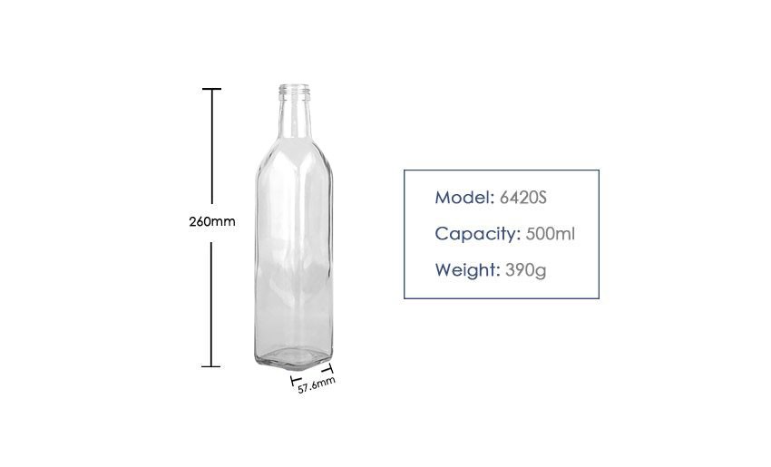 500ML Square Olive Oil Glass Bottle 6420S Transparent-Product-Parameter (1)