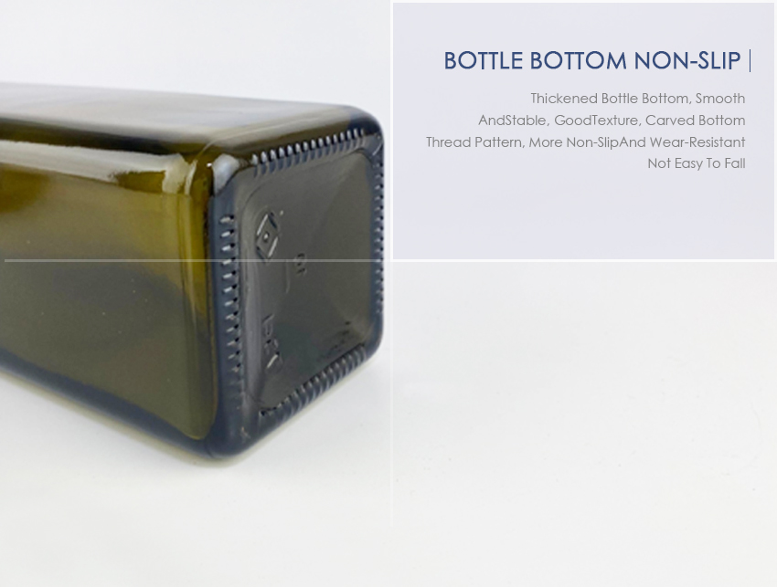 750ml Square Olive Oil Glass Bottle 6719S-1-Bottle bottom non-slip