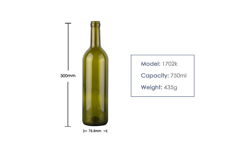 750ml Bordeaux Red Wine Glass Bottle 1702K-Product Parameter-1
