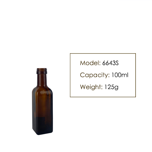100ml Mini Square Olive Oil Glass Bottle 6643S