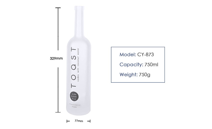 750ml Liquor Glass Bottle CY-873 - Product Size