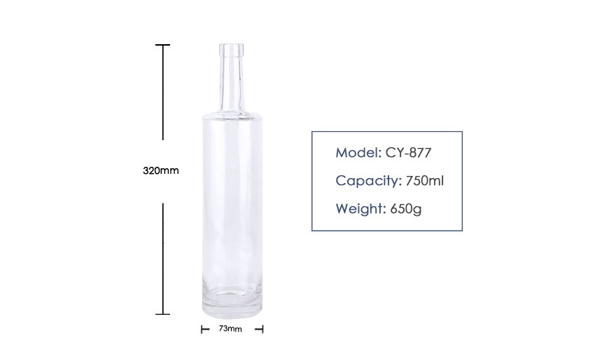 750ml Liquor Glass Bottle CY-877 - Product Size