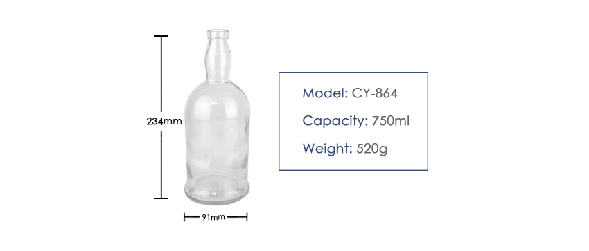 750ml Liquor Glass Bottle CY-864-Product size