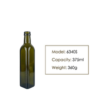 375ml Square Olive Oil Green Glass Bottle 6340S