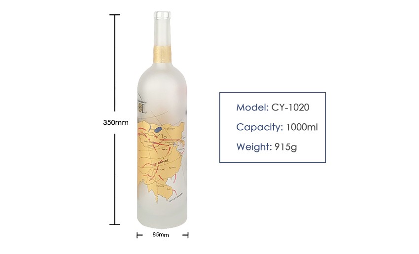 1000ml Liquor Glass Bottle CY-1020 - Product Size