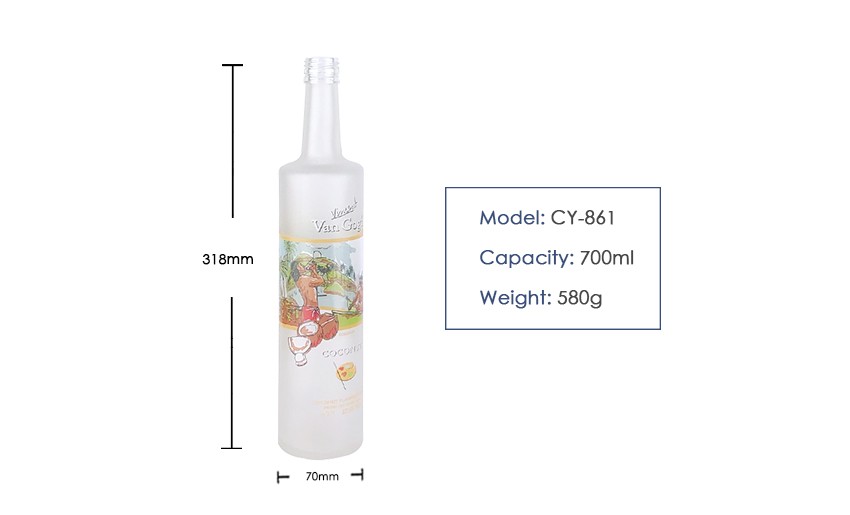 700ml Liquor Glass Bottle CY-861 - Product Size