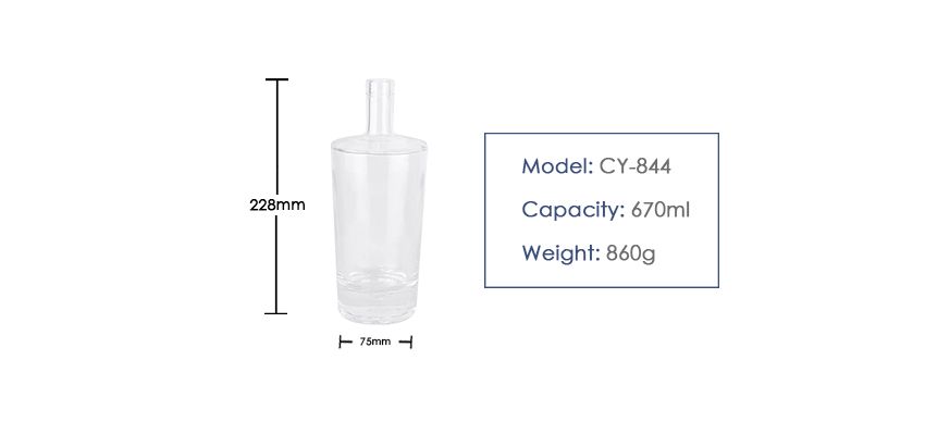 670ml Liquor Glass Bottle CY-844-Product size