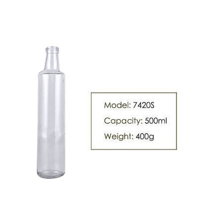 500ML Round Olive Oil Glass Bottle 7420S Transparent