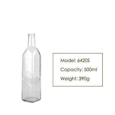 500ML Square Olive Oil Glass Bottle 6420S Transparent