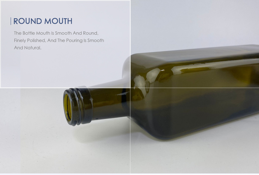 750ml Square Olive Oil Glass Bottle 6719S-3-Round Mouth