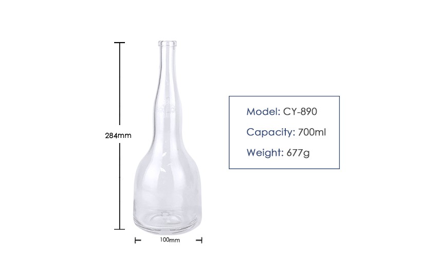 700ml Liquor Glass Bottle CY-890 - Product Size
