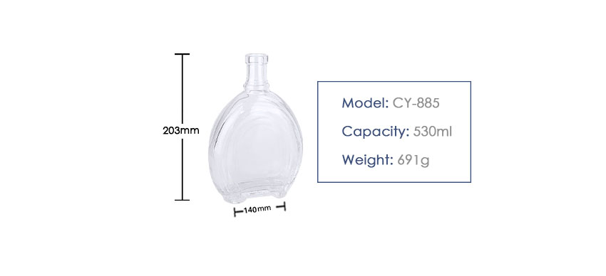 530ml Liquor Glass Bottle CY-885-Product Size