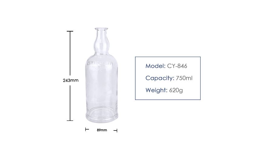 750ml Liquor Glass Bottle CY-846-Product Size