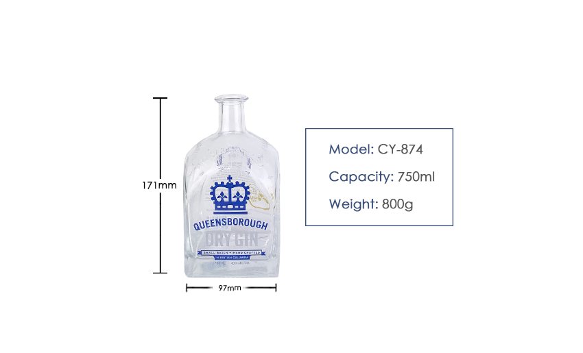 750ml Liquor Glass Bottle CY-874-Product size
