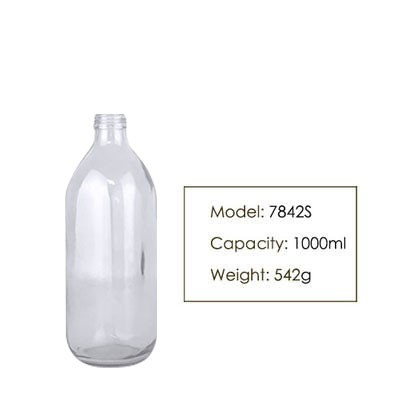 1000ML Round Olive Oil Glass Bottle 7842S Transparent