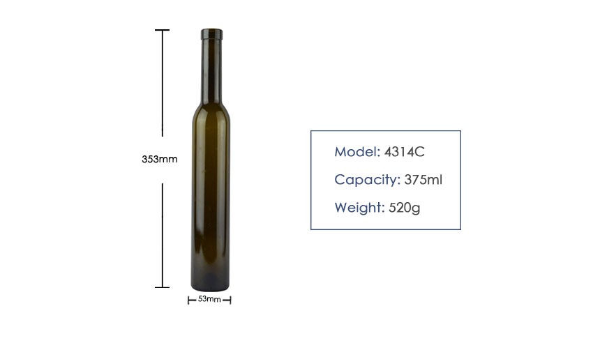 375ml Ice Wine Red Wine Glass Bottle 4314C - Product Size