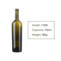 750ml Bordeaux Green Wine Bottle 1725KA