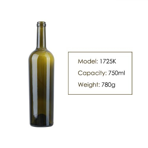 750ml Bordeaux Green Wine Bottle 1725KA