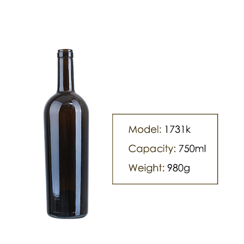 750ml Bordeaux Red Wine Glass Bottle 1731K