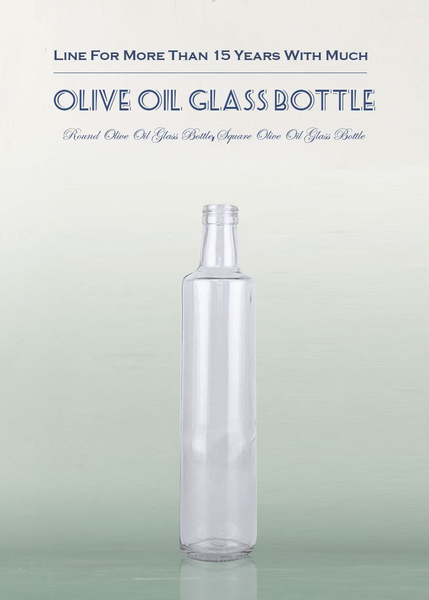 500ML Round Olive Oil Glass Bottle 7420S Transparent.
