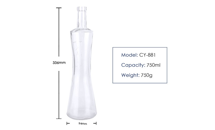 750ml Liquor Glass Bottle CY-881 - Product Size