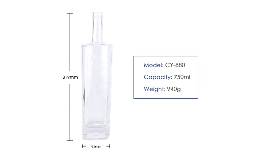 750ml Liquor Glass Bottle CY-880 - Product Size