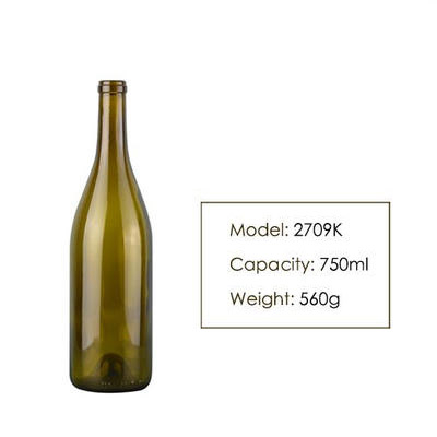 750ml Burgundy Red Wine Glass Bottle 2709K