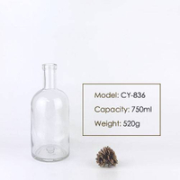 Liquor Glass Bottle with Sealed Cork Lid