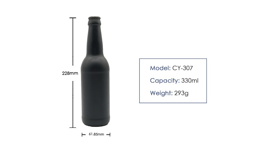 330ml Crown Cap Beer Glass Bottle CY-307 product size