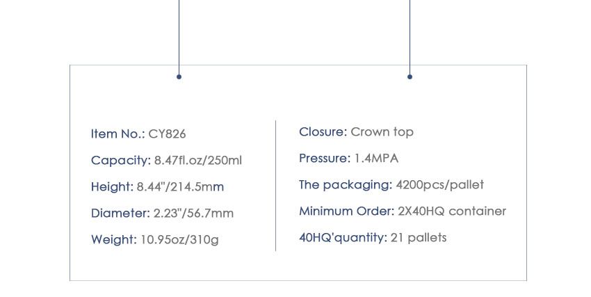 250ml Beverage Bottle CY-826-Product Parameter 