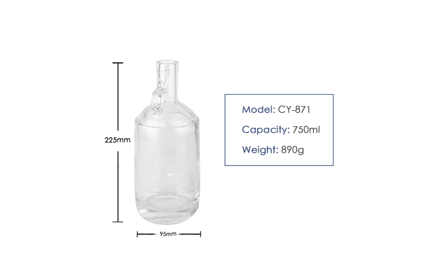 750ml Liquor Glass Bottle CY-871-Product size