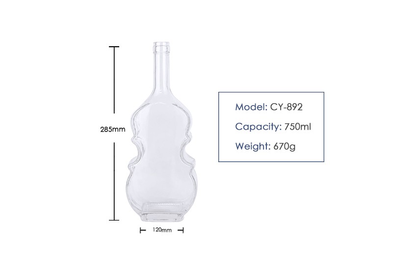 750ml Liquor Glass Bottle CY-892 - Product Size