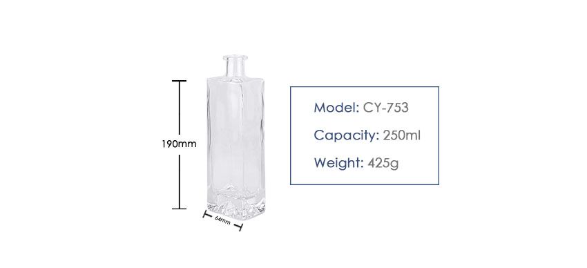 250ml Liquor Glass Bottle CY-753-Product size