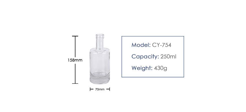 250ml Liquor Glass Bottle CY-754-Product size